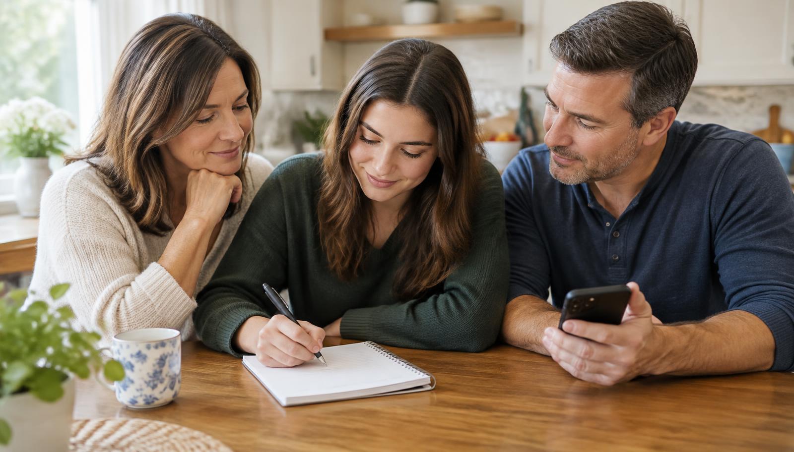 A family preparing shared notes together before calling a treatment center